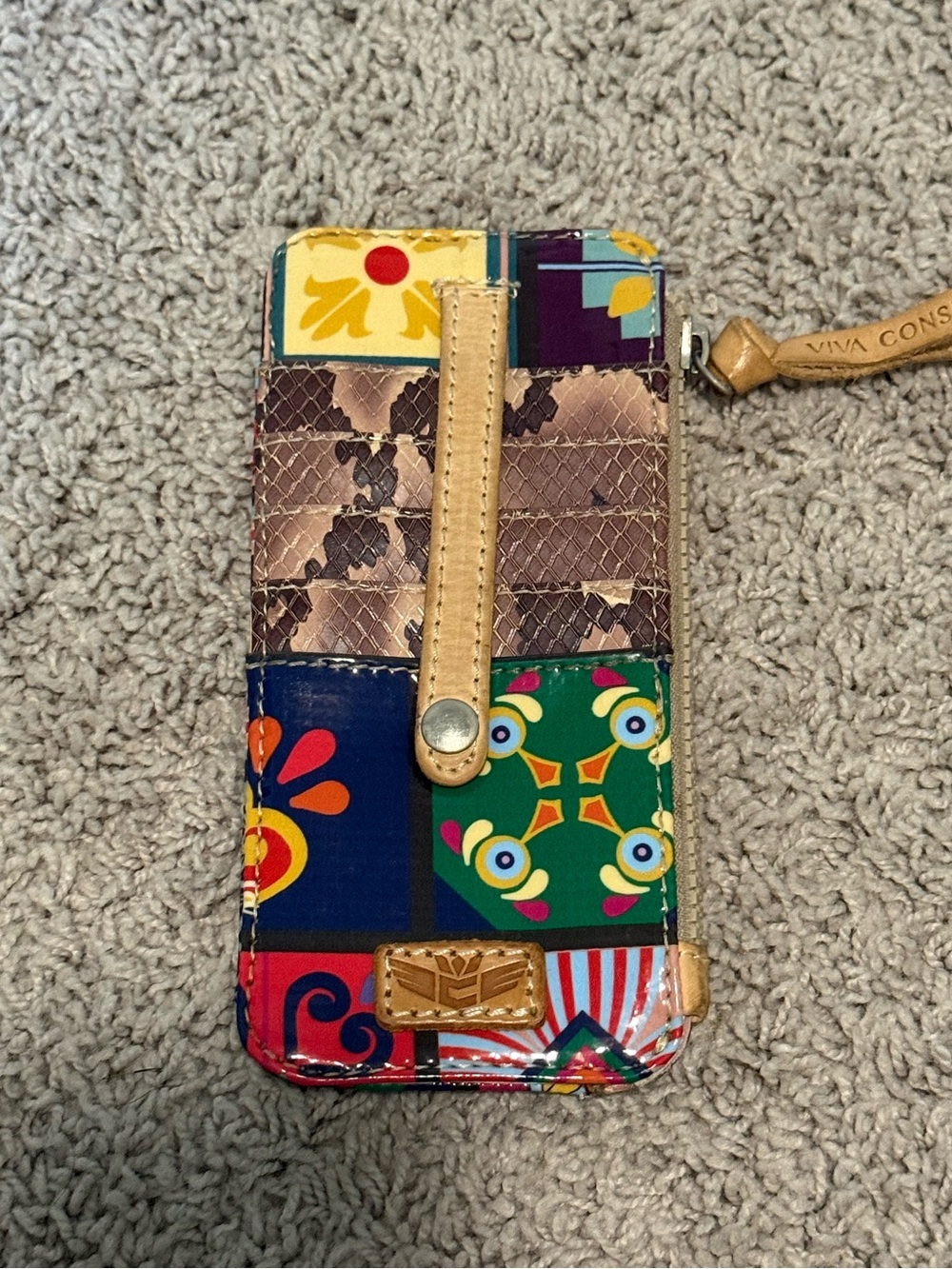 Consuela Colorful Patchwork Card Organizer 3 ½” (W) x 7 ½” (H) ¾” (D)